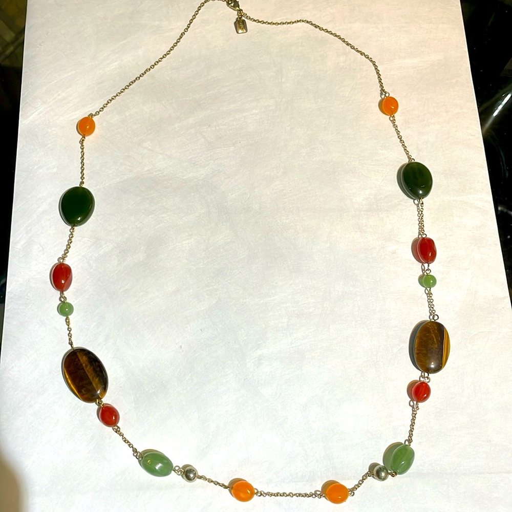 Chaps Multicolored Multistone Station Necklace, S… - image 1